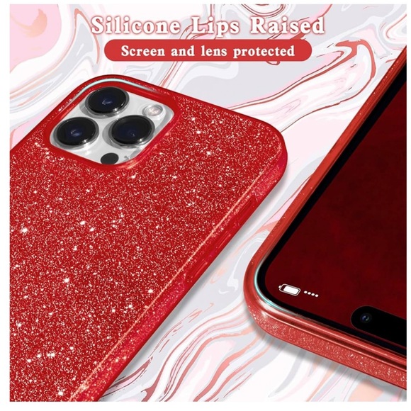 iPhone 15 Pro Max Case - Ruby Red Sparkle - Picture 2 of 6
